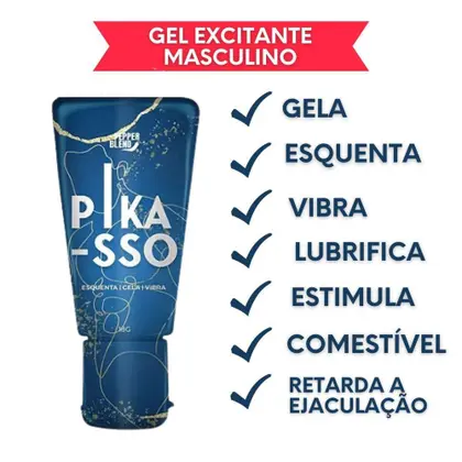 Pikasso Gel Comestível Esquenta, Gela e Vibra 18g Pepper Blend