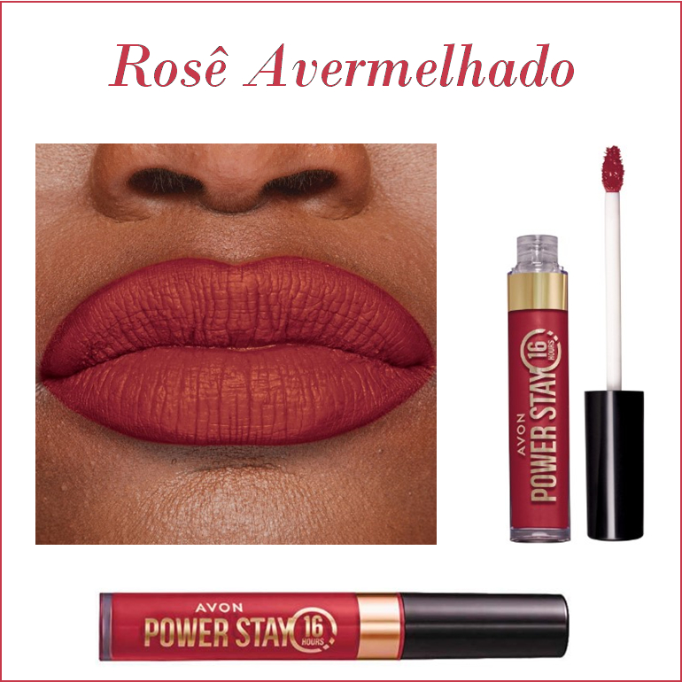  Avon Batom Líquido Power Stay Rose Avermelhado