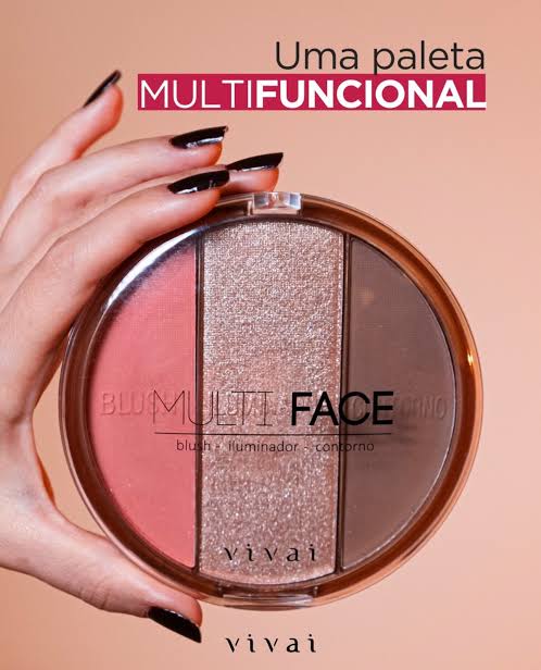 Paleta Multi Face Blush, Iluminador e Contorno - Vivai 